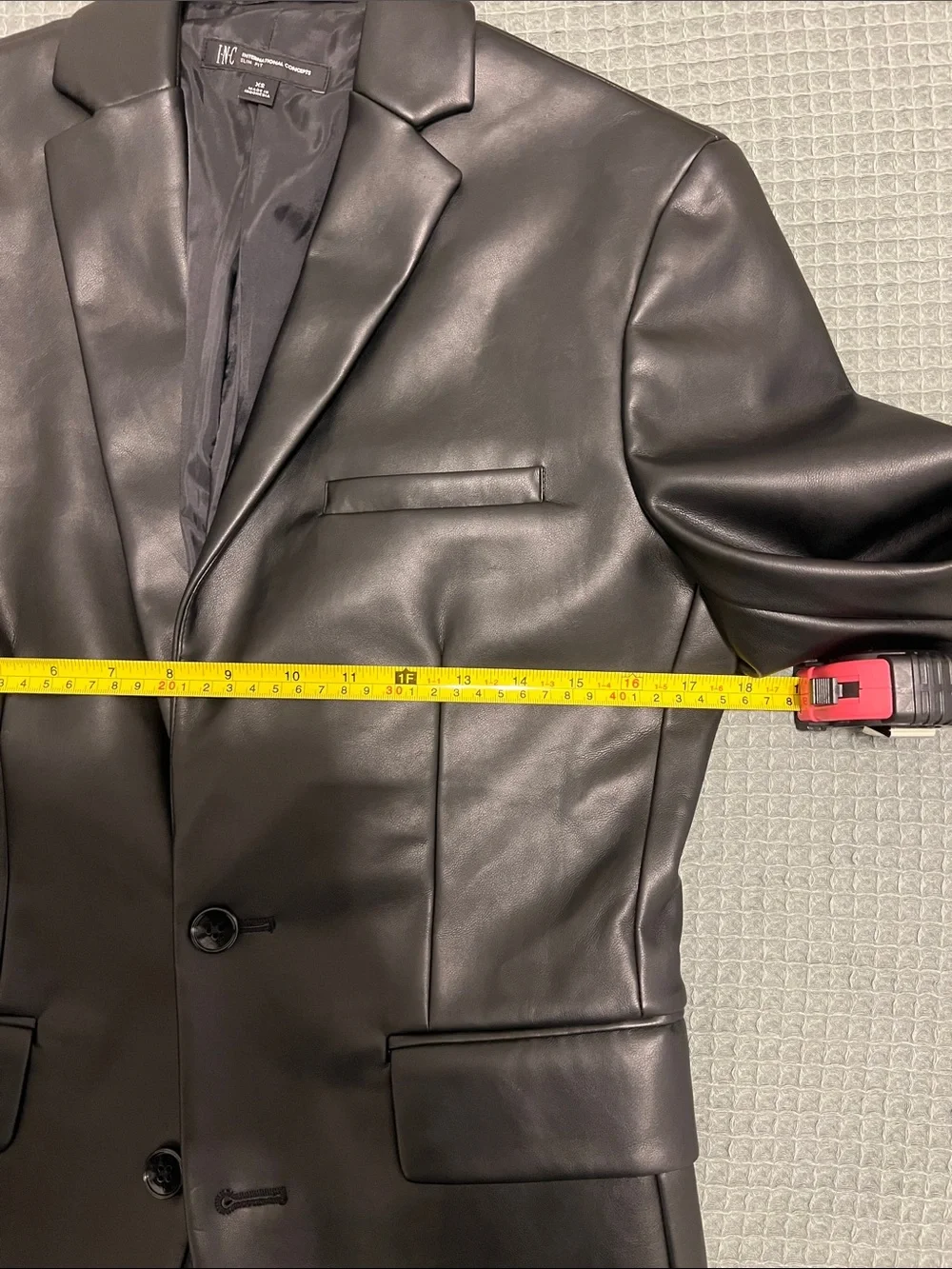 INC Black Faux Leather Sport Blazer - Stylish Tailored Jacket